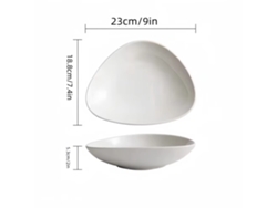 (blanco) Taza De Ensalada Japonesa Triangular Creativa De Cerámica, Apta Para Microondas, Taza De Ensalada De Restaurante