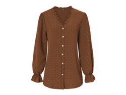 Blusa de Mujer ELKUAIE Camisas Cuello V Botones Larga Corta Oficina Poliéster (S)