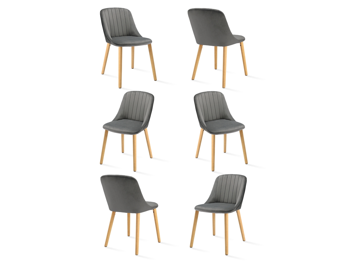 Sillas De Comedor Goeurvant 993(pack De 6, Gris Claro, Terciopelo)