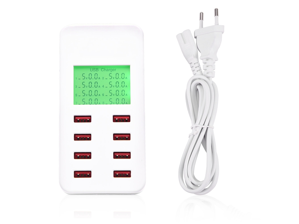 Smart Estación De Carga Usb Rápida De 8 Puertos Con Lcd Para Dispositivos Iphone/android