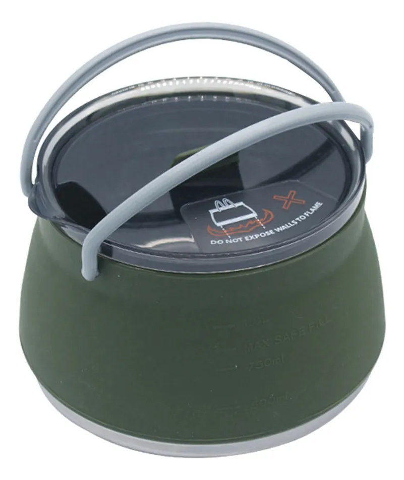 Hervidor de agua portátil plegable de silicona para acampar