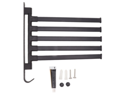 Toallero Giratorio Negro Sin Orificio, 5 Brazos, Para Baño, Estante De Pared De Aluminio