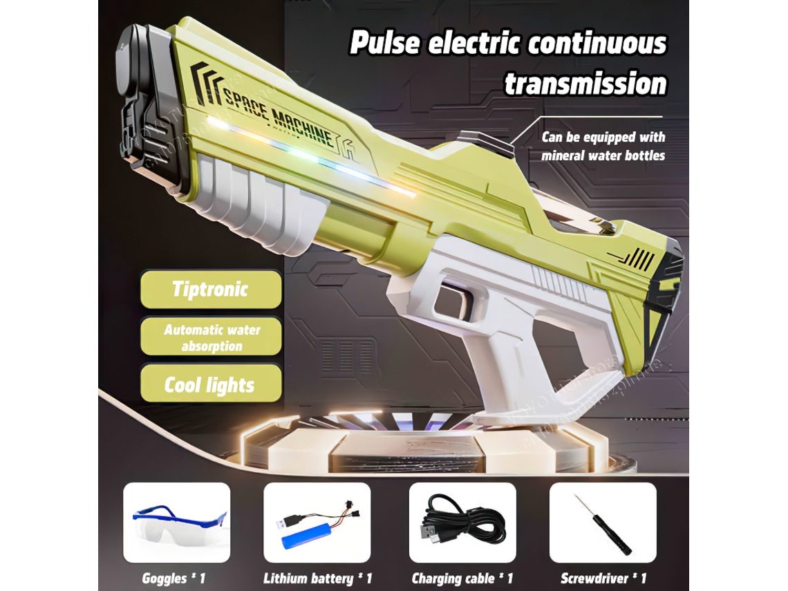 Pistola De Agua Eléctrica De Pulso De Disparo Rápido, Gran Capacidad, Absorción Automática De Agua, Luz, Juguete Infantil Para Exteriores.