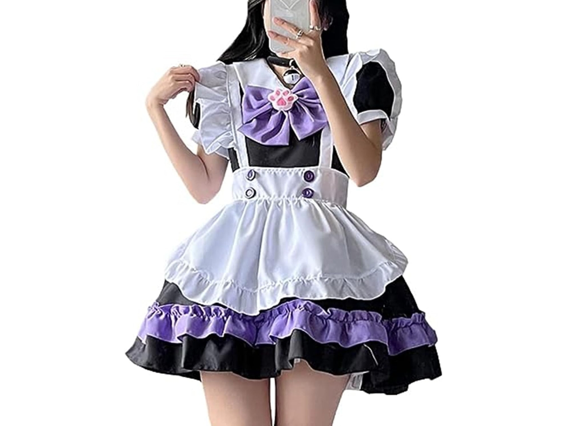 Lindo Vestido De Dama De Honor, Conjunto De Manga Corta Con Delantal Y Tocado Con Lazo.