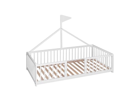 Cama Infantil Tipi Montessori Apache Wonderland (Madera de Haya - Blanco - 140x70 cm)