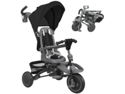 Triciclo plegable 6 en 1 con asiento giratorio de 360°, modelo Mango Parental, respaldo reclinable, capota, 111,5 x 52 x 98 cm, negro.