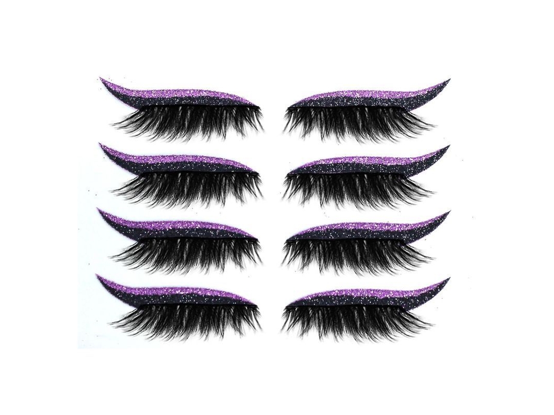 Pestañas Postizas Autoadhesivas Para Sombras De Ojos Con Purpurina Morada, Resistentes Al Agua, Para Maquillaje De Ojos, 4 Pares.