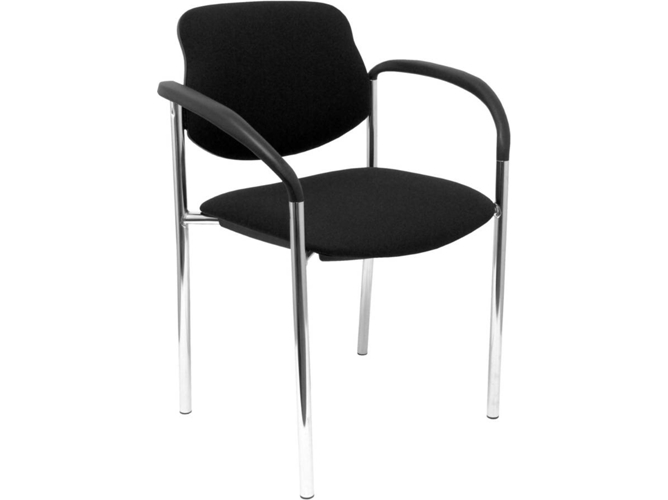 Silla de Confidente PIQUERAS Y CRESPO Villalgordo Negro y Chasis Cromo (Brazos)