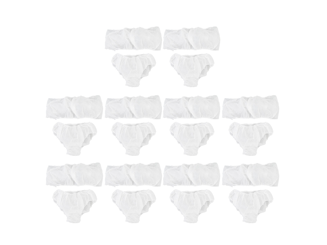 10 Sets De Sostenes Y Bragas Desechables Para Spa Y Salón - Blanco - Confortables Y Transpirables