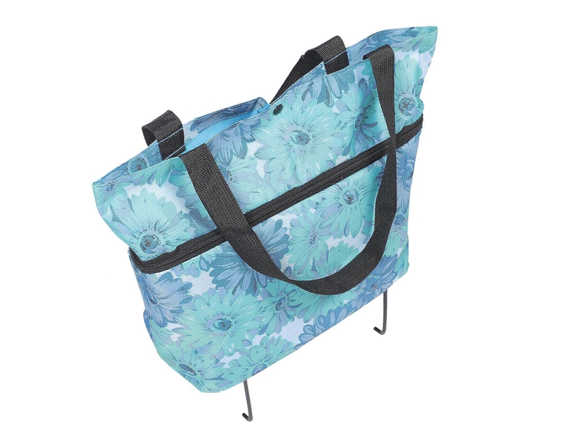Juego de 2 bolsas de compra plegables con ruedas, multicolor, perfectas para el hogar, compras al aire libre, playa, gran capacidad GOKOCO