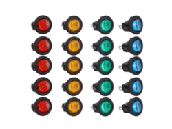 20 Interruptores De Palanca Led Redondos De 3 Pines Y 2 Velocidades, 20 Mm, 12 V, Para Encendido/apagado De Luces De Coche.