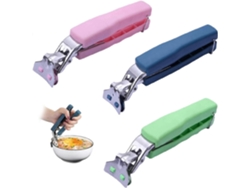 Pinza Anti-resbalón Para Recipientes De Cocina 3 Piezas De Acero Inoxidable Con Silicona Anti-calor Para Platos Y Bowls Calientes