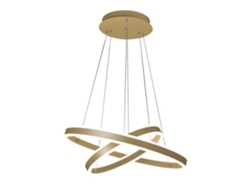 Lámpara colgante LED Palau 108w 3000k regulable Ø60 y Ø40 cm Oro Mate Dos anillos de metal y metacrilato Fabas Luce
