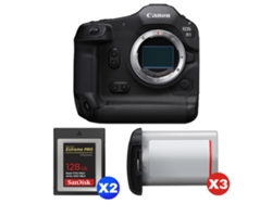 Canon EOS R1 + 2 tarjetas Sandisk Extreme Pro CFExpress Tipo B de 128 GB + 3 cámaras Canon LP e19 + libro electrónico “20 consejos para fotos impresionantes”