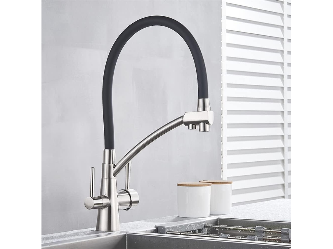 Grifo De Fregadero De Cocina Con Filtro De Agua Pura, Grifo Mezclador Y Doble Manija.