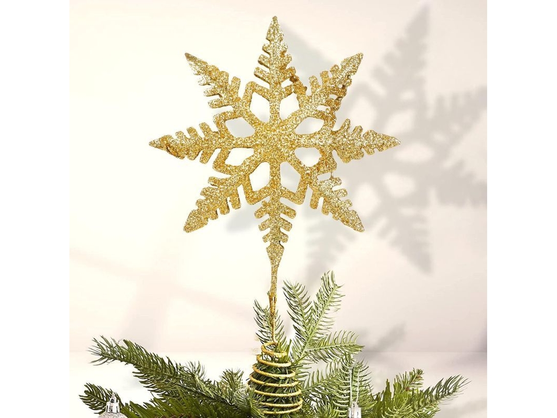 Copa para árbol de Navidad Gold Star con purpurina para árboles pequeños de hasta 60 pulgadas.