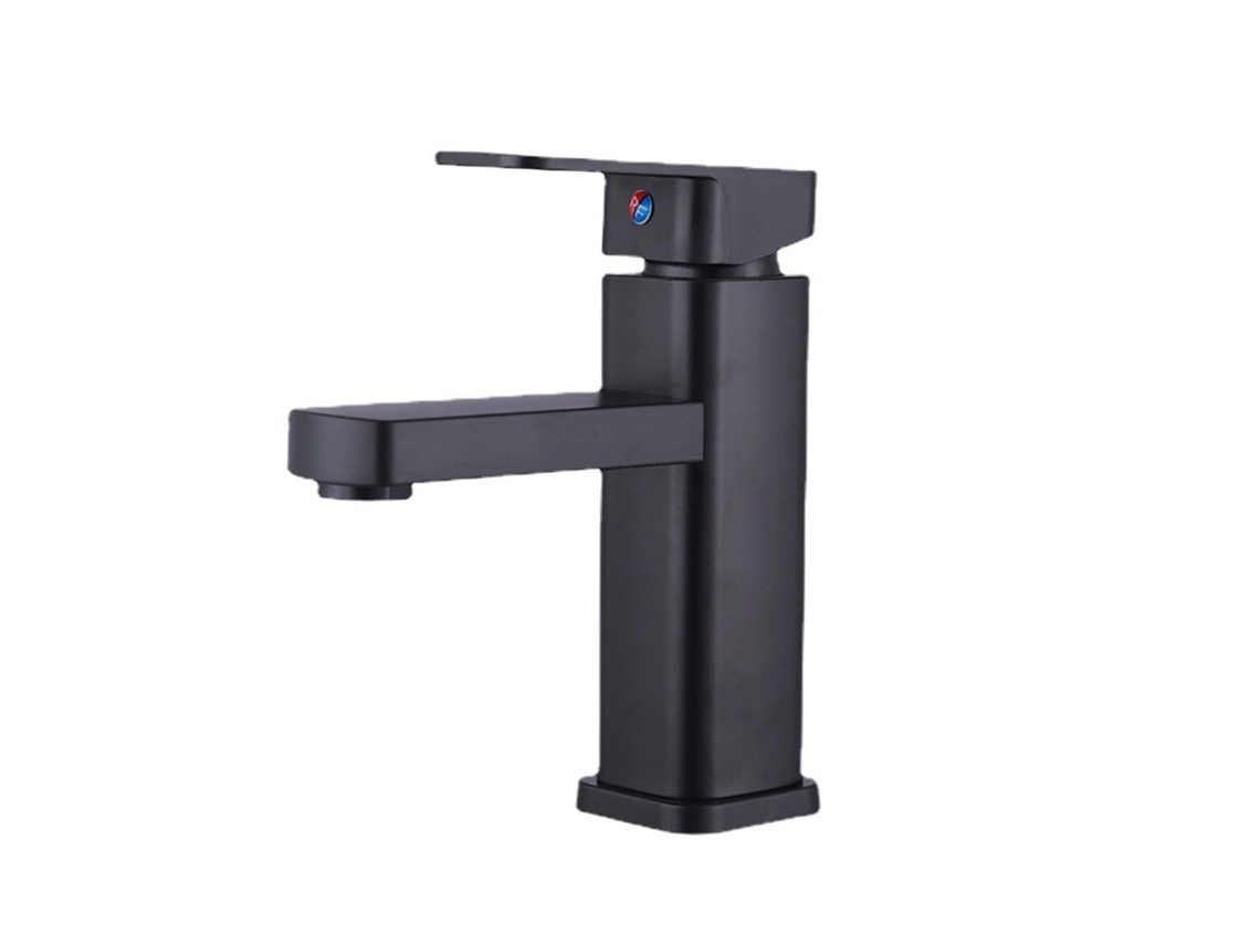 Grifo de lavabo de base cuadrada, mezclador de agua fría y caliente para montaje sobre encimera.
