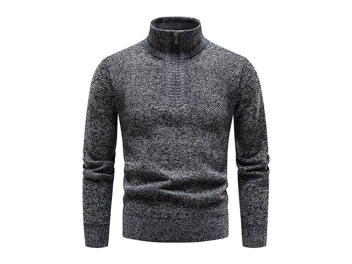 2026-jumper De Punto Para Hombre Con Cremallera Cuello Mock Manga Larga Slim Fit Casual Suéter De Invierno