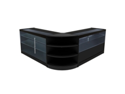 Mostrador comercial MonsterShop Calliope, negro, K1500C1500LM60, MDF y vidrio templado