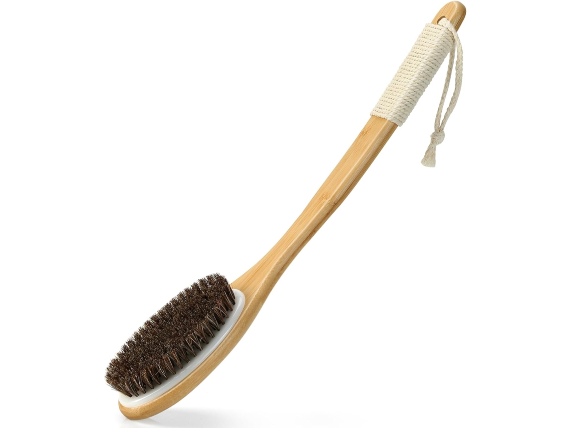 Cepillo De Ducha Con Mango Largo De Bambú Para Exfoliación. Gertiz