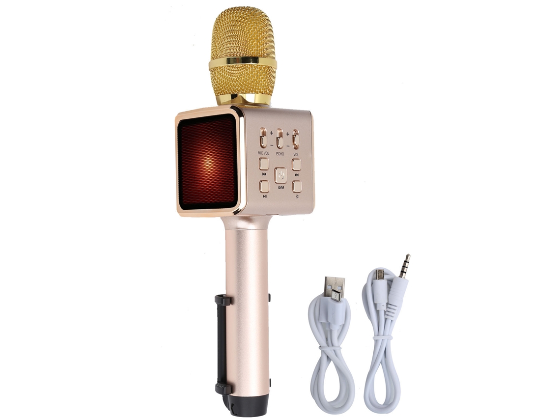 Microfone Sem Fio Bluetooth Handheld Com Alto-falante E Luzes Led Coloridas Para Karaokê