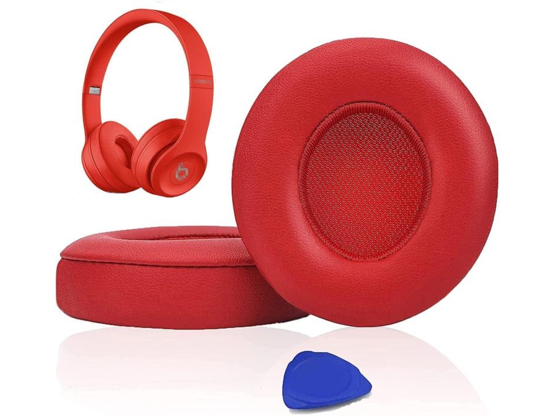 Almohadillas de espuma suave para auriculares inalámbricos Beats Solo 2, color rojo.