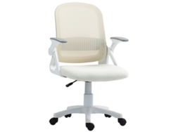 Silla De Oficina Ergonómica, Silla De Oficina De Malla Con Reposabrazos Abatibles, Altura Regulable, Blanca.