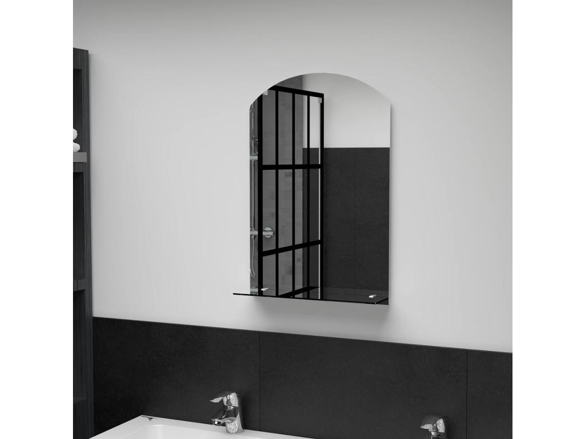 Espejo de Pared con Estante Vidrio Templado 40X60 cm Decoración