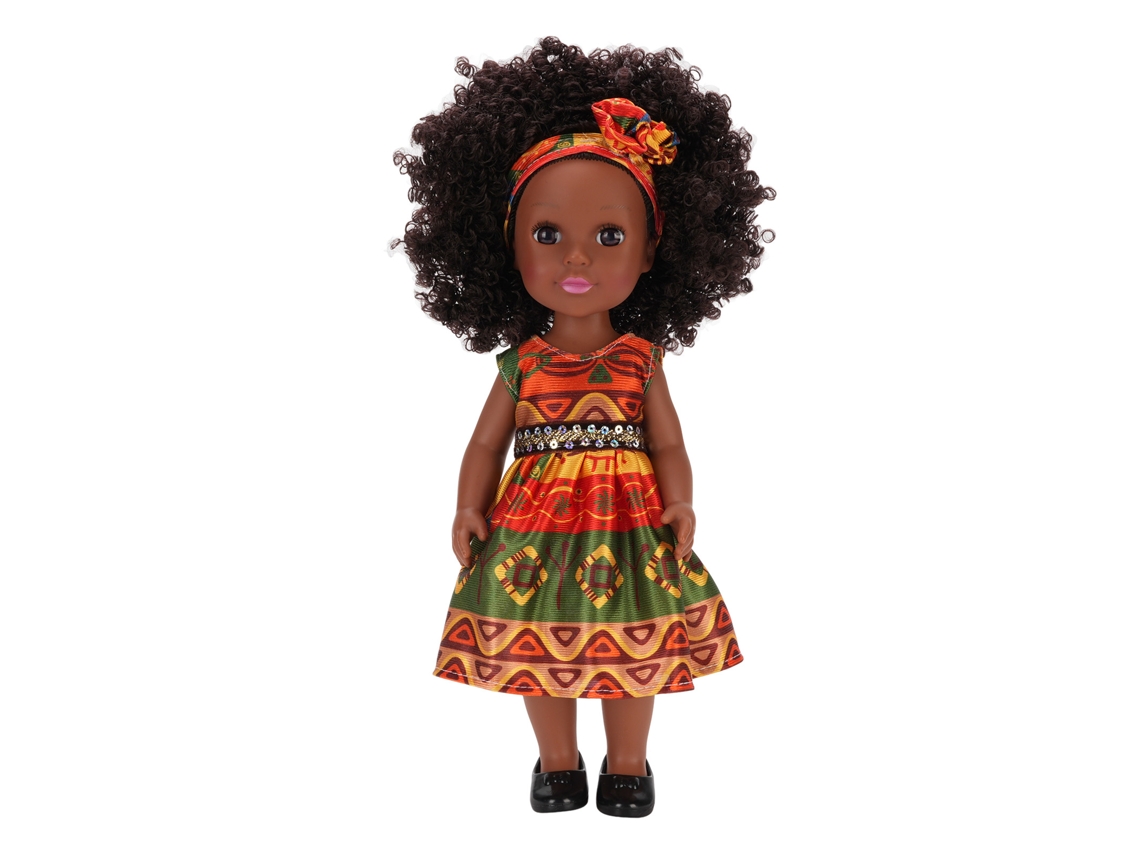 2026 Muñeca Negra De 14 Pulgadas Con Diadema Vestido Bonito Pelo Afro Muñeca De Moda Para Niñas Ropa Cambiable