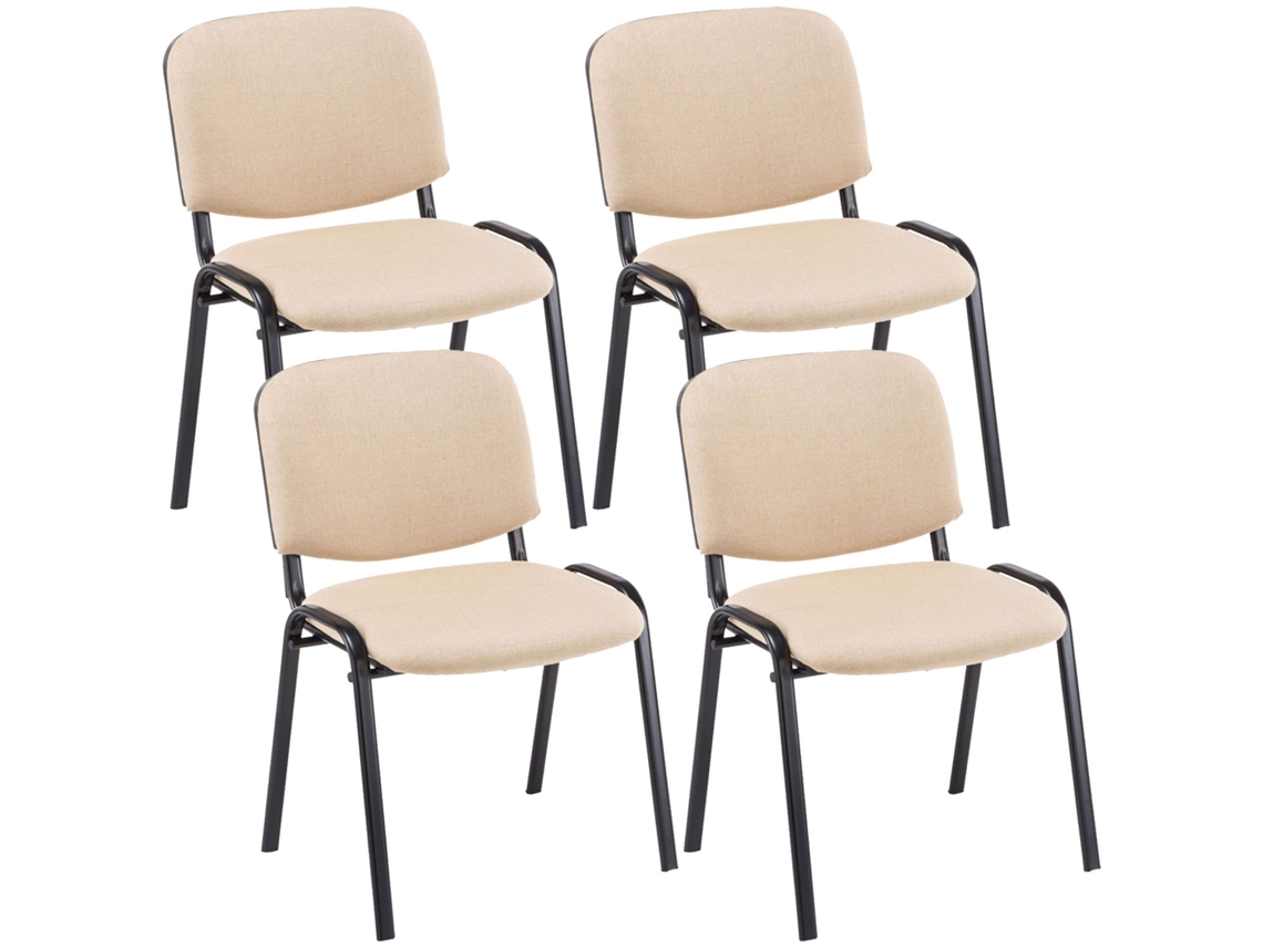 Juego de 4 sillas para visitas en tela CLP Ken color crema