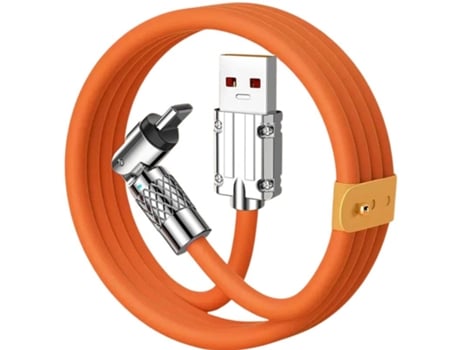 Cable Usb a X Tipo C Silicona y Aluminio 180º 6A 2M Naranja ¡ANTIMPACTO!