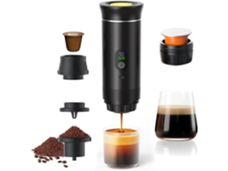 Cafetera portátil 3 en 1, con calefacción eléctrica y pantalla digital, compatible con cápsulas y café en polvo, color negro Digitallab
