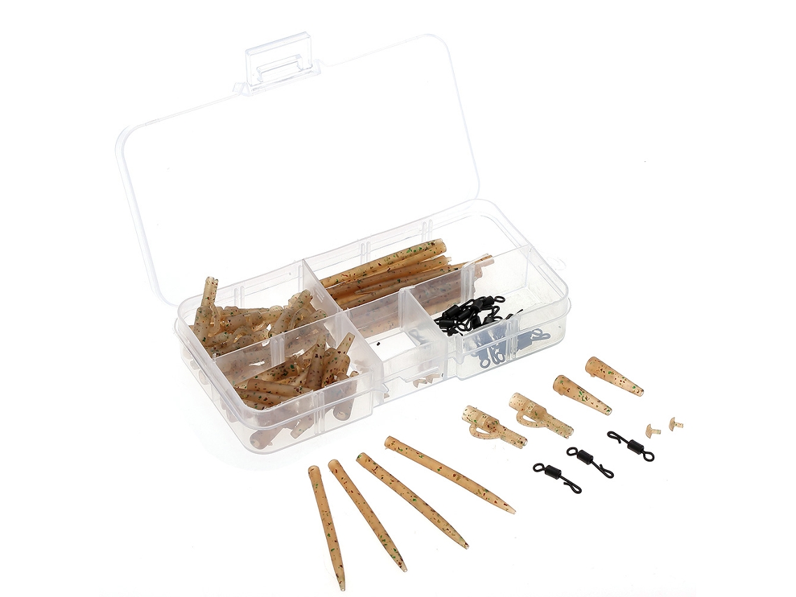 100 Clips Para Plomos Con Pasadores, Tubos De Goma Antienredos Para Pesca De Carpas.