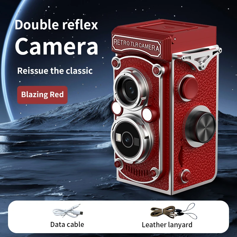 (la Versión Roja Utiliza Una Tarjeta De 64 Gb) Minicámara Digital Retro, Diseño De Doble Lente 1080p, Cámara Portátil De 1,54 Pulgadas