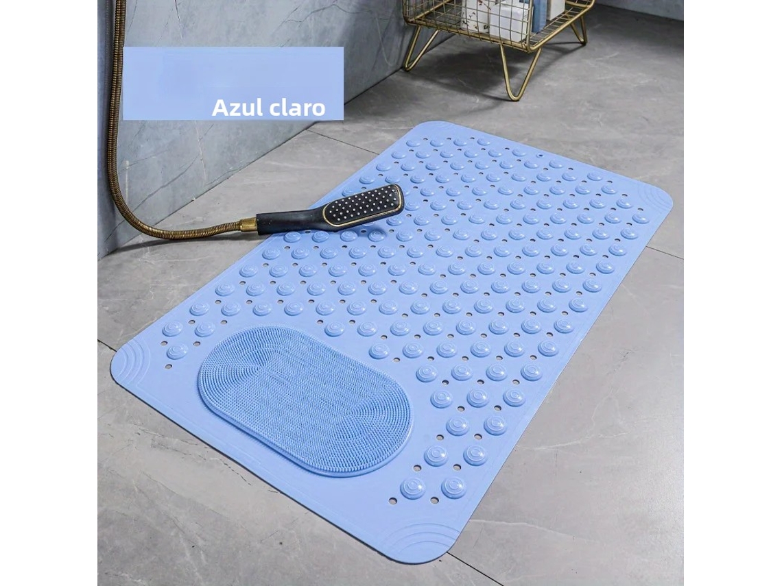 (azul) Alfombra De Baño Antideslizante De Pvc Con Nudo De Masaje, 0,8 Cm De Grosor, 2600 G/m²