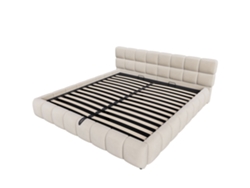 Cama Tapizada 180x200 - Cabecero Y Laterales Acolchados, Almacenamiento Hidráulico, Luz Led - Beige