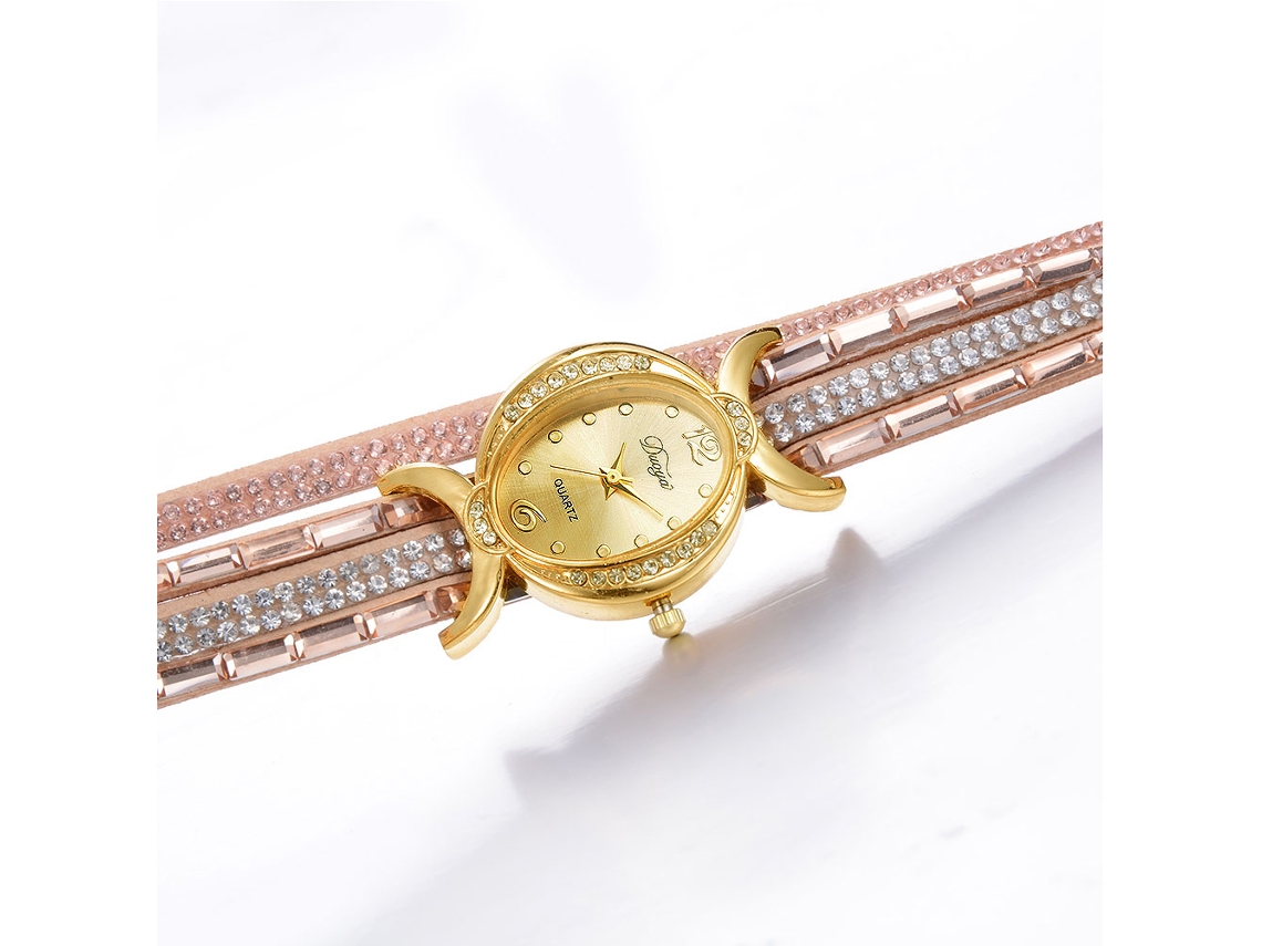 Reloj De Pulsera De Cuarzo Para Mujer Con Brillantes Diamantes De Imitación, Diseño De Corbata De Vestir Beige