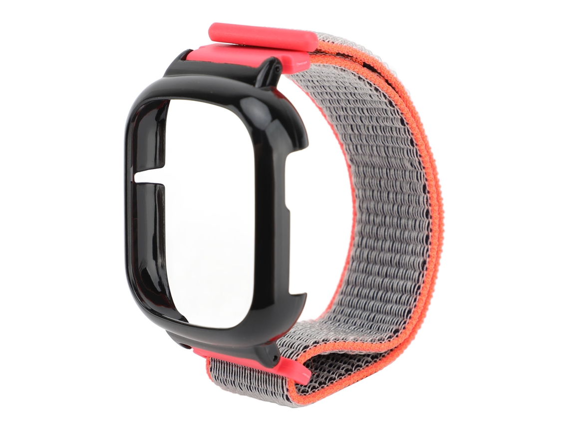 Correa de nailon para reloj con cierre de velcro, color rosa brillante.