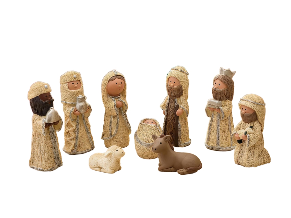 Set de Manualidades de Resina con 9 Piezas Representando el Belén.
