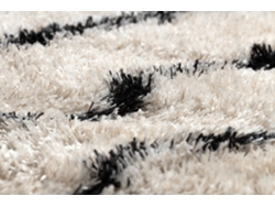 Alfombra Fluffy 2371 Shaggy Rayas - Crema / Antracita (180 x 270 cm)