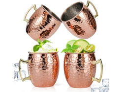 Tazas De Acero Inoxidable Con Asas De Latón, Capacidad De 530 Ml, Aptas Para Bebidas Frías (paquete De 4). Panoona