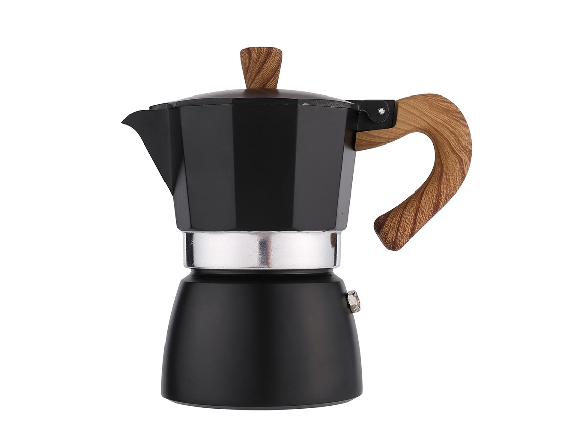 Cafetera octogonal de aluminio para café tostado Eifson (150 ml, negra)