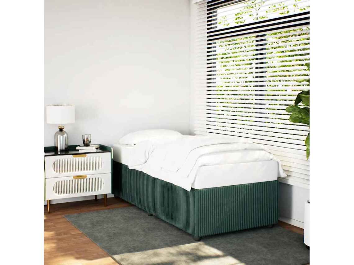 Estructura Cama Sin Colchón Terciopelo Verde Oscuro 100x200 Cm