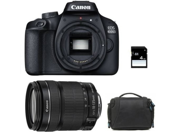 Kit Cámara Réflex CANON EOS 4000D + EF-S 18-135 mm F3.5-5.6 IS STM + Bolsa + 16 gb SD