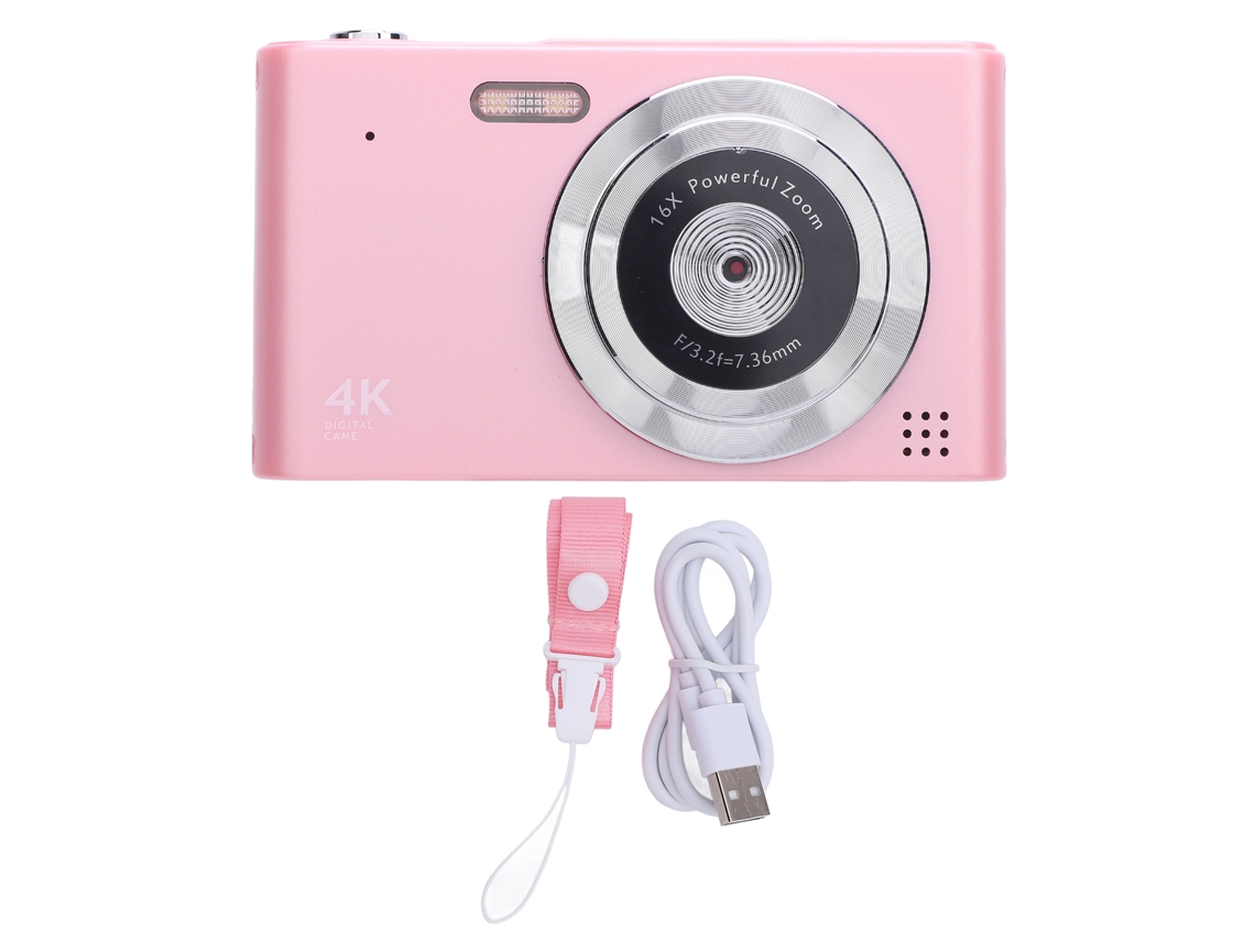Cámara Digital 16x Zoom 4k 48mp Pantalla Ips 2.4 Pulgadas Estabilización Anti-shake Grabación Vídeo Compacta Viaje Flash Rosa