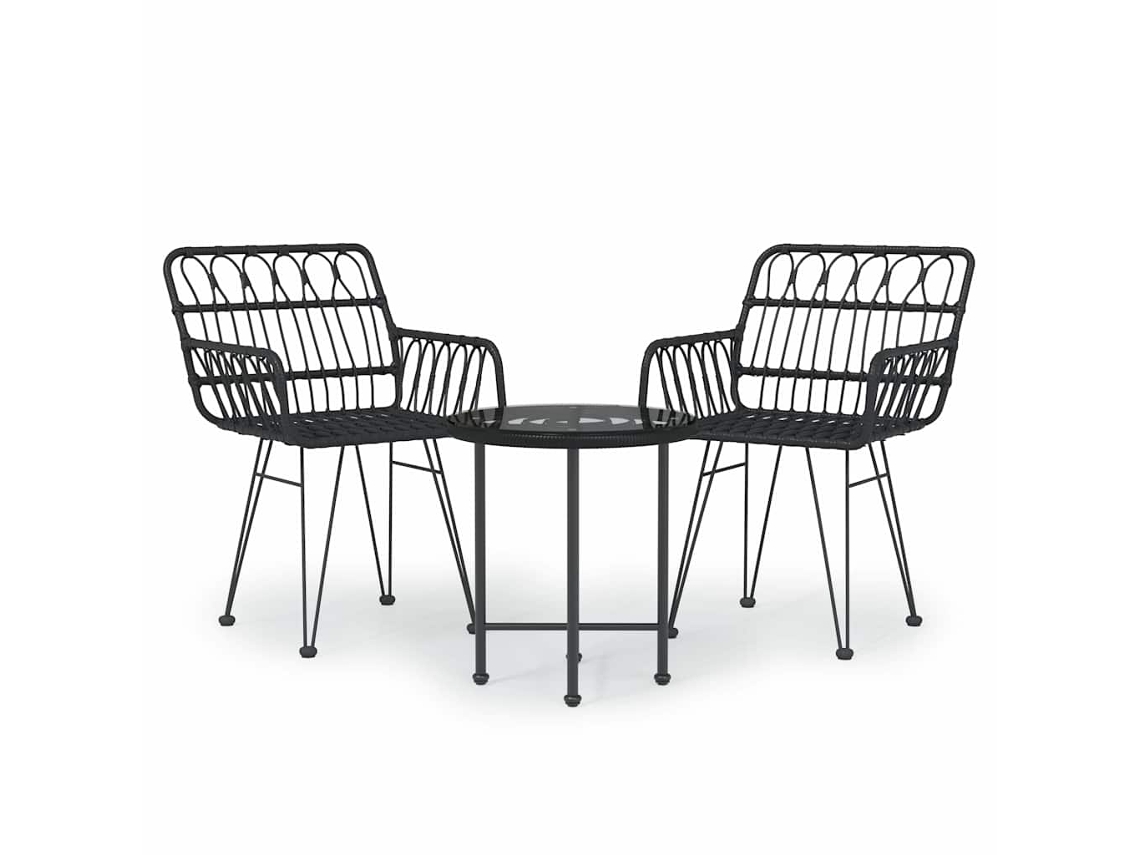 Maison Exclusive - Juego De Comedor De Jardín 3 Piezas Ratán Sintético Negro