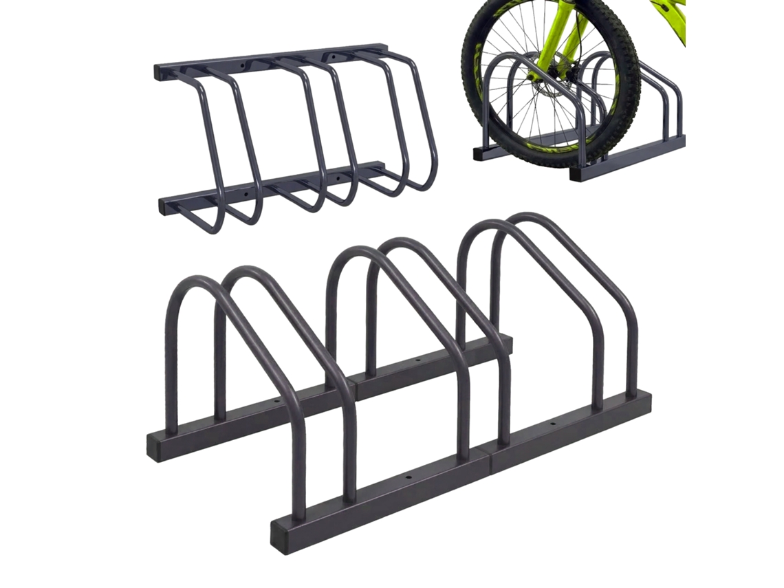 Soporte Bicis Relaxdays, Montaje Suelo/pared, Ruedas Hasta 65 Mm, Garaje/patio, Aparcamiento En Fila, Acero Plateado