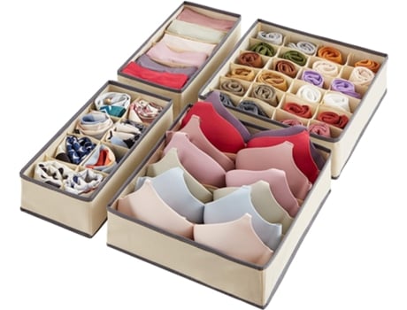 Cajas de plástico apilables para almacenamiento – Juego de 4 cajas  plegables para comestibles, libros, juguetes, ropa, maquillaje y más –  Elegantes