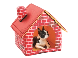Casa Portátil Para Perros Y Gatos, De Ladrillo Rojo, Cama Cálida Y Cómoda Para Mascotas.