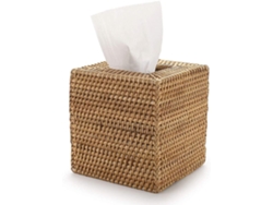 Servilletero cuadrado de papel, decorativo de ratán tejido a mano, materiales naturales para baño, dormitorio, oficina y tocador de cocina.